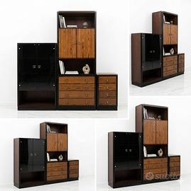 Parete Attrezzata Vintage Modulare con Vetro Fumé