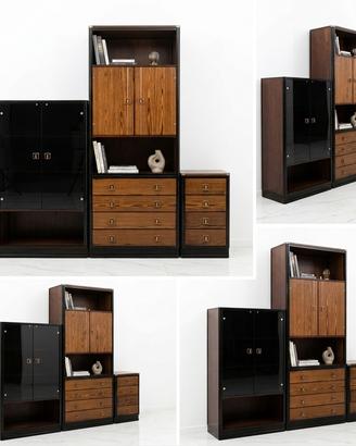 Parete Attrezzata Vintage Modulare con Vetro Fumé