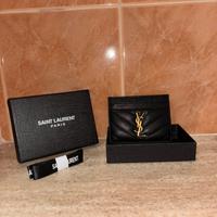 Portacarte Saint Laurent Nero logo Oro