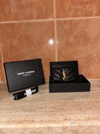 Portacarte Saint Laurent Nero logo Oro
