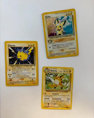 Classica evoluzione vintage pichu pikachu raichu