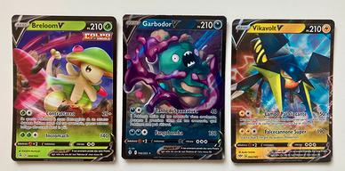 Carte Pokemon Breloom V, Garbodor V e Vikavolt V