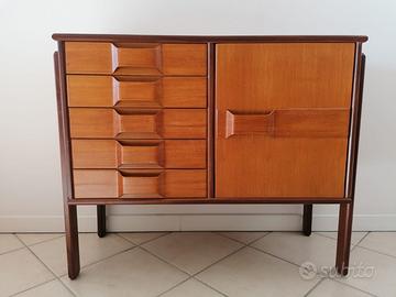 Mobile contenitore vintage in legno con 5 cassetti