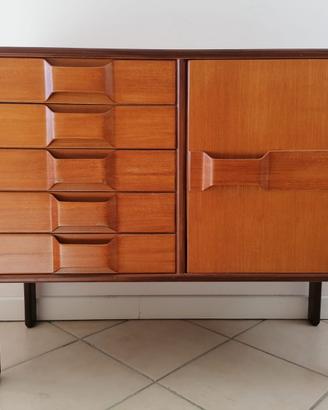 Mobile contenitore vintage in legno con 5 cassetti