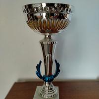 Coppa in acciaio con dettaglio blu