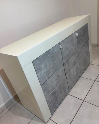 Madia / Credenza moderna bianca e grigio cemento