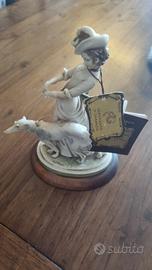 Rara statua Capodimonte B. Merli Dama con Levriero