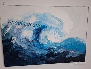 3 quadri dipinti fluid art Nuovi
