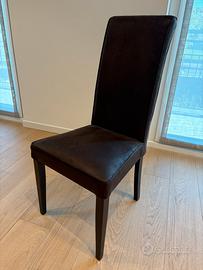 6 sedie in pelle scamosciato e legno