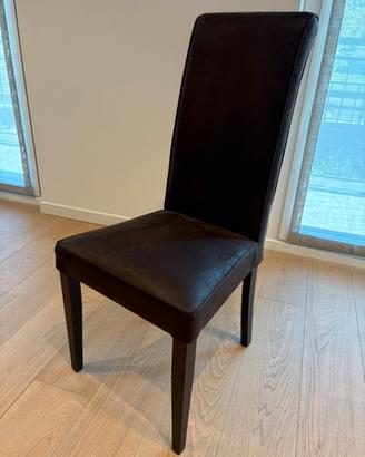 6 sedie in pelle scamosciato e legno