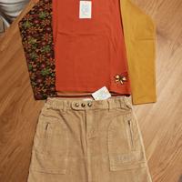 Completo maglietta e gonna ragazza 14 anni