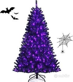 NUOVO Albero di Natale Nero Artificiale 180cm LED