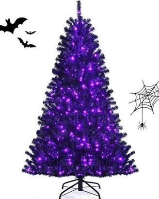 NUOVO Albero di Natale Nero Artificiale 180cm LED