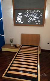 Letto singolo su guida scorrevole con cassettiera