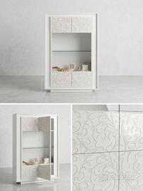 Vetrina moderna decorata 2 ante con ripiano in vet