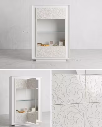 Vetrina moderna decorata 2 ante con ripiano in vet