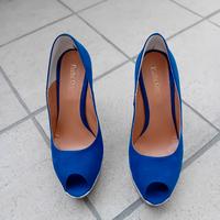 Scarpe bluette bellissime n37 camoscio-con Plateau