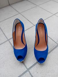 Scarpe bluette bellissime n37 camoscio-con Plateau