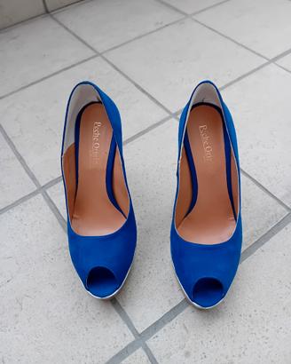 Scarpe bluette bellissime n37 camoscio-con Plateau