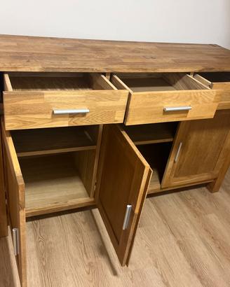 Credenza in rovere naturale e mensole come nuove