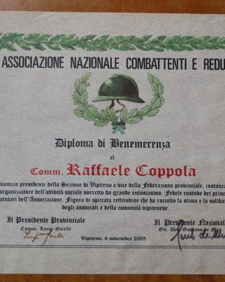 Associazione Combattenti e Reduci diploma