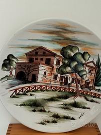 Piatto Ceramica Artistica M. REDINI Paesaggio Borg