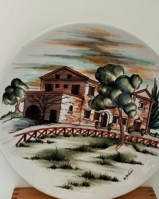 Piatto Ceramica Artistica M. REDINI Paesaggio Borg