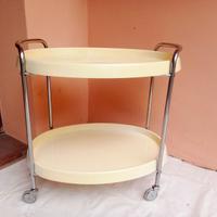 Carrello servizio ovale vintage di plastica bianco