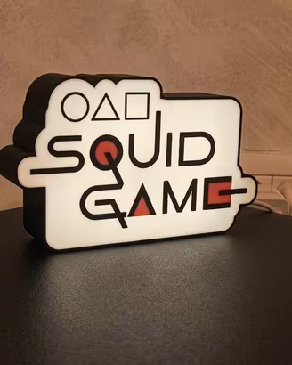 Lampada Led  Scritta Squid Game insegna Lightbox