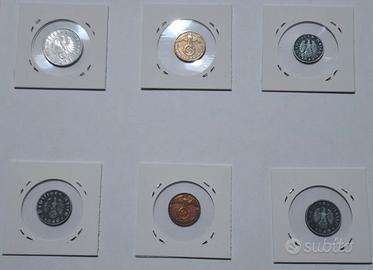 Lotto di monete originali del Terzo Reich