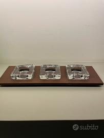 Portacandele design moderno in vetro e legno