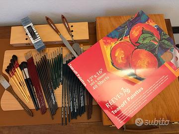 Cassetta + materiale pittura olio Maimeri e W&N