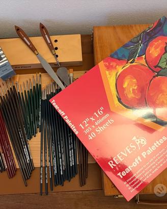 Cassetta + materiale pittura olio Maimeri e W&N