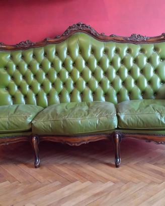 Divao in vera pelle verde