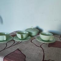 Set Tè Vintage  in Vetro Opalino Verde