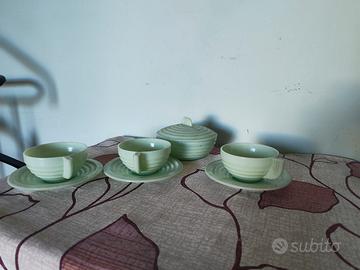 Set Tè Vintage  in Vetro Opalino Verde