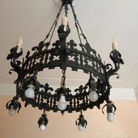 grande lampadario in ferro battuto primi novecento