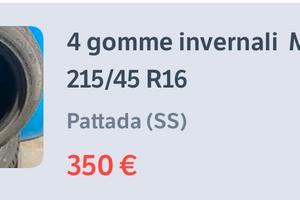 4 gomme invernali Momo 215/45 R16