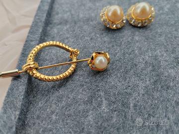 Set spilla e orecchini perla vintage