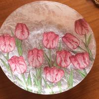 Piatto vetro con decoupage