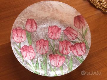 Piatto vetro con decoupage