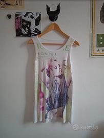 Canotta maglietta con stampa strass ragazza Y2K