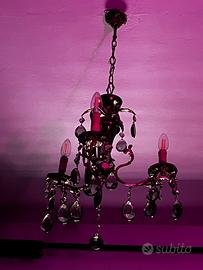 Lampadario vintage gocce cristallo fume’