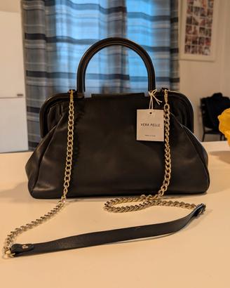 borsa in pelle nera Officine Creative