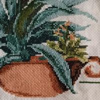 Vaso Di Aloe ricamato a mano punto croce