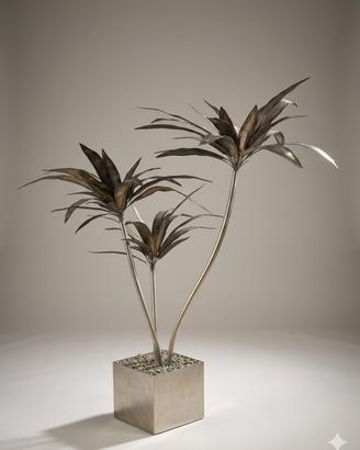 Scultura Palme Metallo Brutalista - Design 70s