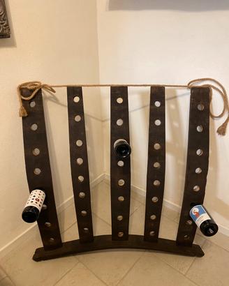 Portabottiglie artigianale con vero legno di botte