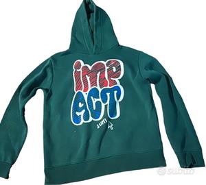 Felpa con Cappuccio Verde Petrolio 