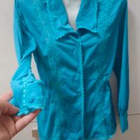 Camicia pigiama vintage ricamata anni 80 S/M