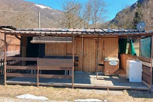 casetta in legno e roulotte